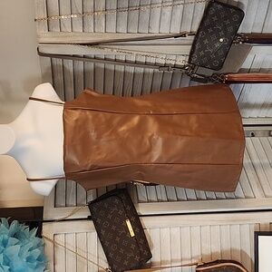 Tobias brand camel color pleather dress